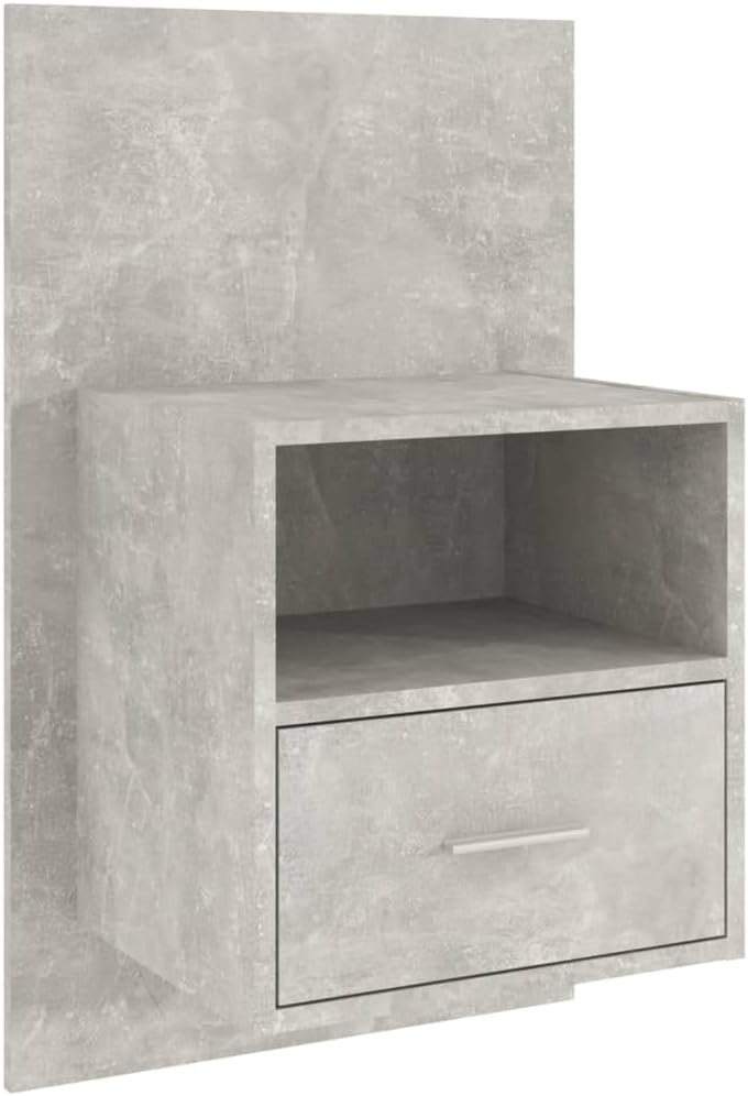 WIFESE Wand-Nachttisch Betongrau Holzwerkstoff 48,5x32,5x80 cm Nachtschrank Nachtkästchen Nightstand