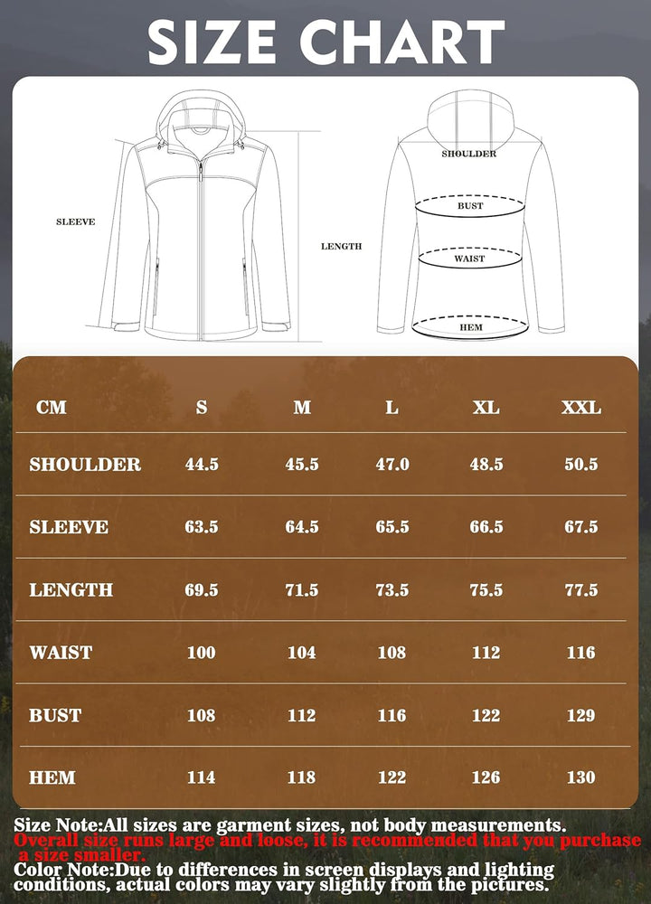 ATLASLAVA Damen Softshelljacke Wasserdichte Atmungsaktive Leichte Fleece Kapuze Übergangsjacke Laufe
