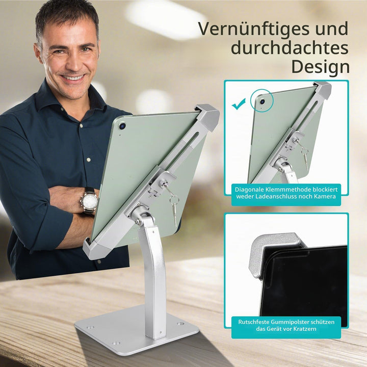 Desktop Tablet Halterung mit Anti Diebstahl Schloss und Schlüssel, woleyi Heavy Duty Aluminium Table