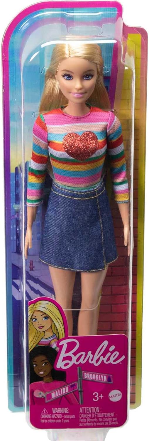 Barbie Puppe, Malibu Adventure for Two Serie, blonden Haaren, Herz Shirt, Denim Shirt, inkl Puppe, G
