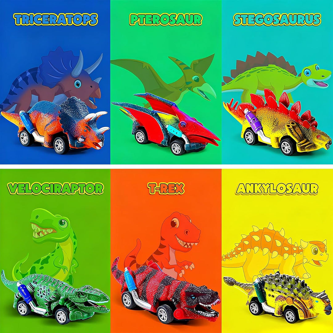 Dinosaurier - 6Pcs Auto Dino Spielzeug mit Spielmatte - Auto Dinosaurier Spielzeug ab 2 3 4 Jahre |