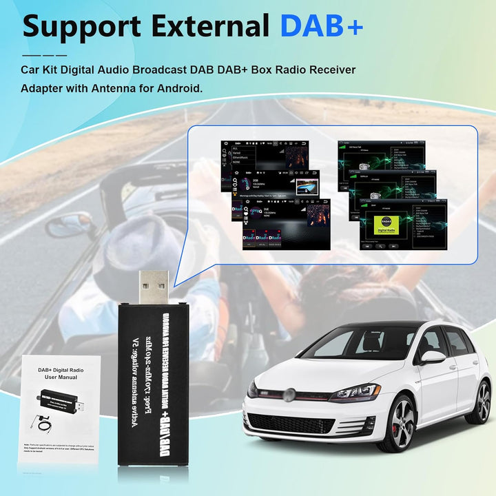 Podofo DAB/DAB+ Adapter Digital Radio Receiver Adapter DAB+ Radio Tuner Receiver mit Antenne + SMA A