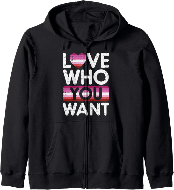 Love Who You Want Lesbian Heart Pride Flag LGBTQ Couple Kapuzenjacke