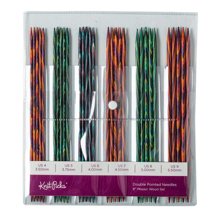Knit Picks Stricknadel-Set aus Holz, doppelspitzig, Mosaik, 20,3 cm 8", 8"