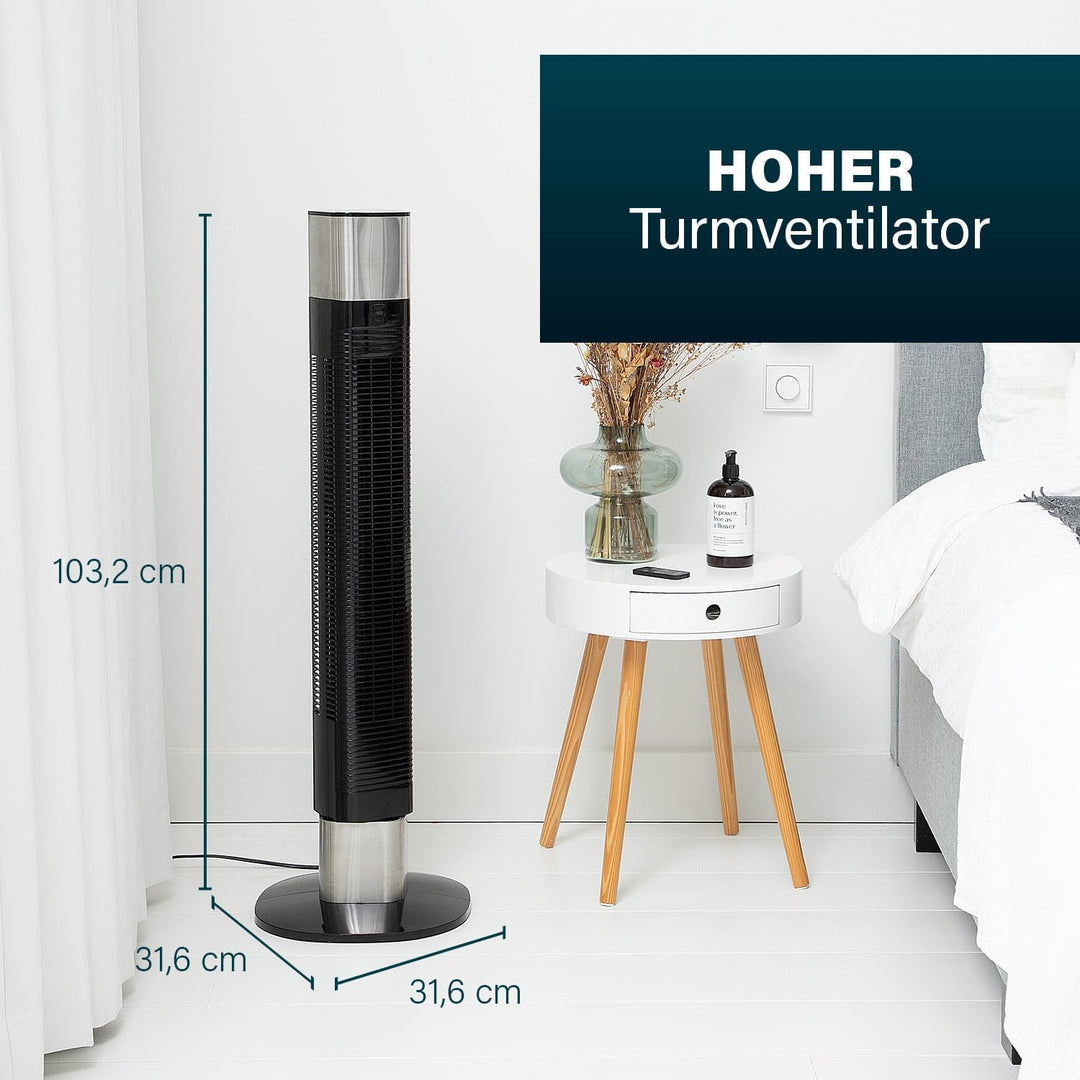 Princess Geräuscharmer Turmventilator - Höhe 103 cm - 3 Modi & 3 Geschwindigkeiten - Oszillation - S