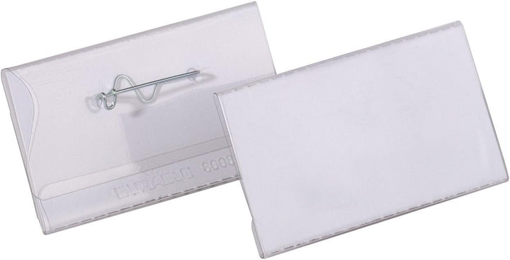 Durable Namensschild mit Nadel, 40 x 75mm, transparent, Packung à 100 Stück, 800819 40 x 75 mm Welle