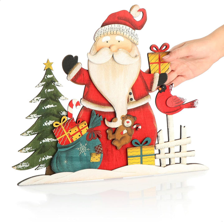 com-four® Dekorativer Aufsteller für Weihnachten, XL Weihnachtsmann Santa mit Geschenken - Gross, Sa