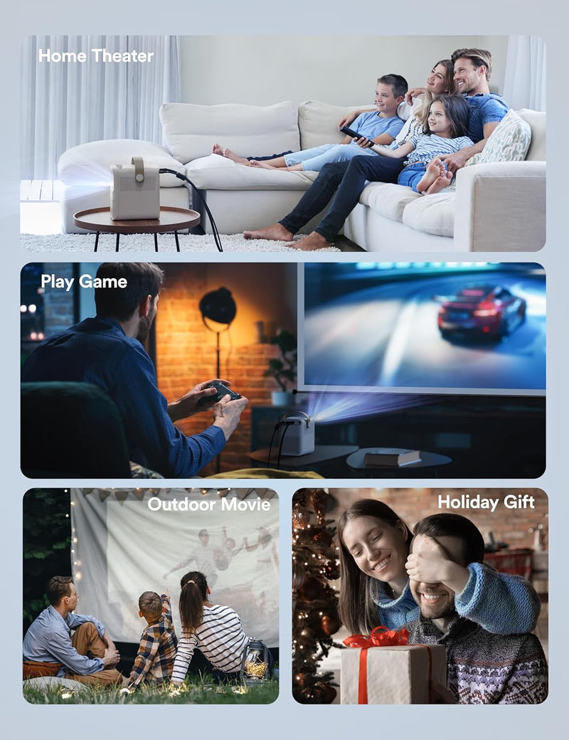 Mini Beamer 4K Unterstützt, WOLFANG 5G WiFi Bluetooth Portable Projektor, Native 1080P 12000 Lumen,