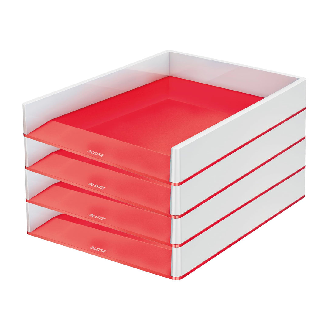 Leitz WOW A4 Briefablage, 4er Pack, Briefablage in Premium-Qualität, Stapelbares Ablagefach als Schr