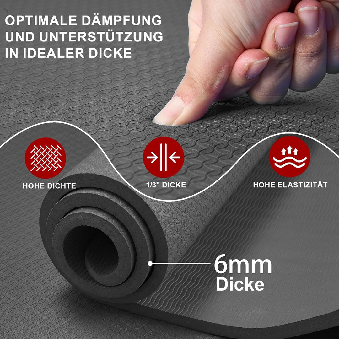 THAILE Yogamatte XXL - 183x91CM 6MM Dicke Rutschfeste TPE Gymnastikmatte, Doppelseitige Textur, Extr