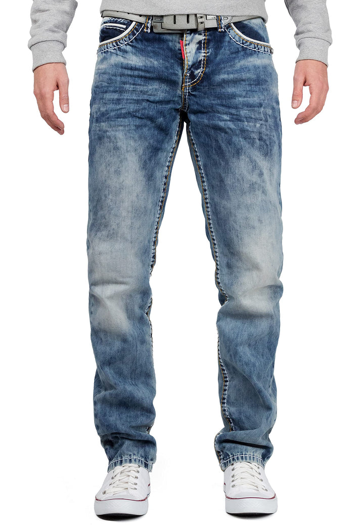 Cipo & Baxx Herren Jeans – Stilvolle Regular-Fit Denim mit Kontrastnähten | 5-Pocket-Design & Stone-