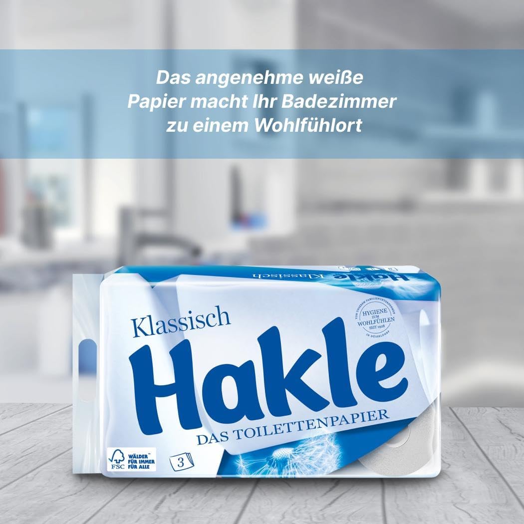 Hakle - Toilettenpapier Klassisch Weiss 80 Rollen 150 Blatt (80er Pack), 150 Blatt (80er Pack)