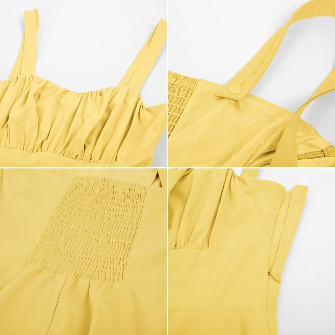 Belle Poque Damen Kleider Casual Cocktailkleid Sommerkleid Elegant Spaghetti Freizeitkleid A-Line La