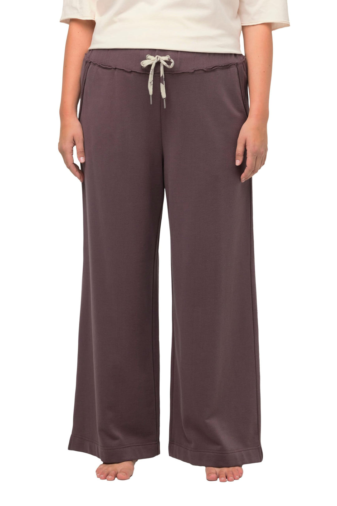 Ulla Popken Damen Cosy Loungewear Wide Pants Jogginghosen 46-48 Dunkles Taupe, 46-48 Dunkles Taupe