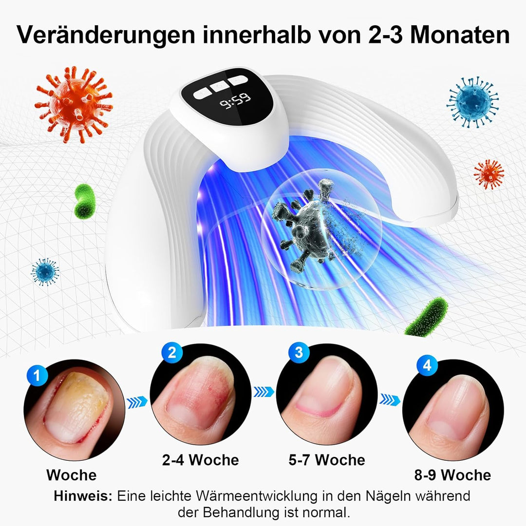 LED Nagelpflegegerät, 500 nm Blaulicht und 940 nm Rotlicht, 21 Tage, für Finger- und Zehennägel, mit