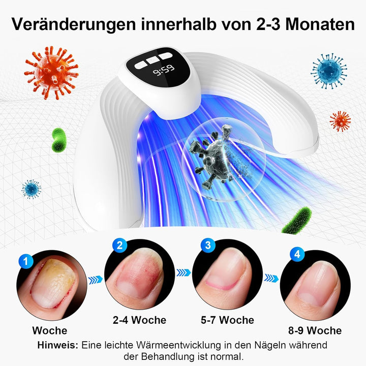 LED Nagelpflegegerät, 500 nm Blaulicht und 940 nm Rotlicht, 21 Tage, für Finger- und Zehennägel, mit