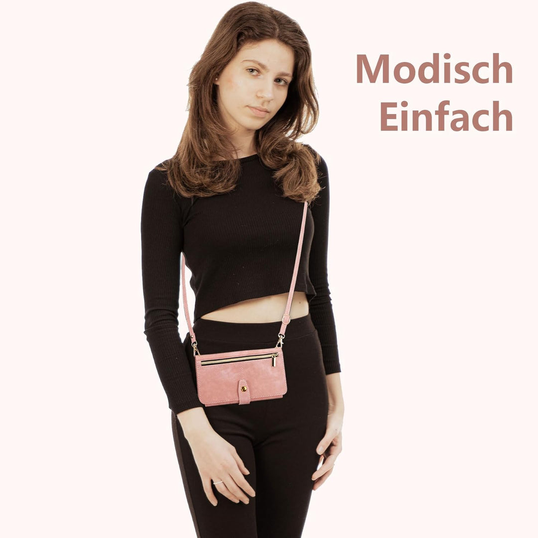 ZCDAYE Hülle für iPhone 16 mit Band Handykette, Leder iPhone 16 Handyhülle Handytasche mit Kartenfäc