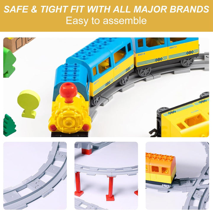 67 Stück Bausteine Zug Schienen Set ab 2 Jahre, City Eisenbahnschienen for Train, Kompatibel mit dem