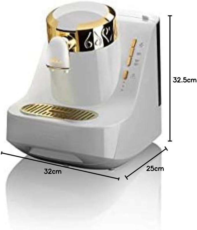 Arzum OKKA OK008-B TURKISH COFFEE MACHINE, fully automatic coffee machine, 2 cups of coffee, White,