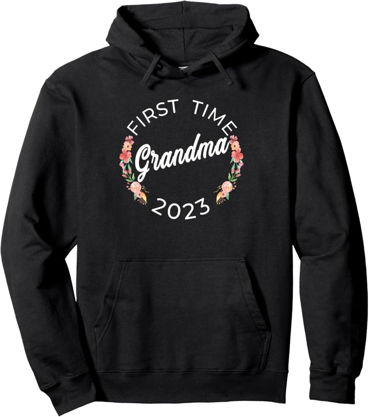 First Time Grandma 2023 Schwangerschaftsankündigung Floral Pullover Hoodie