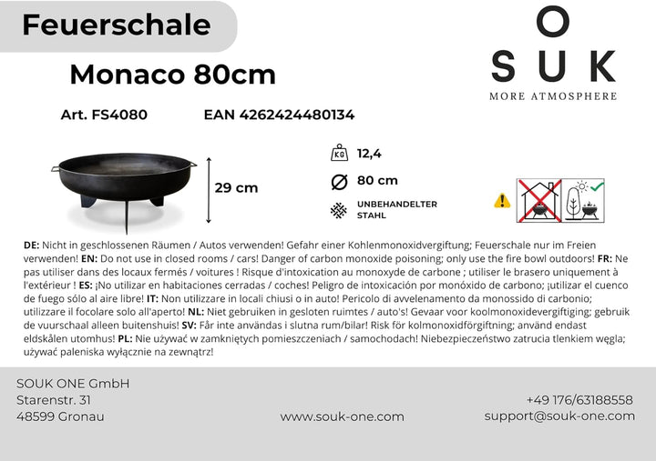 Feuerschale Monaco 80 cm, Feuerschale - Feuerstelle für den Garten, Feuerschalen, Terrasse und Balko