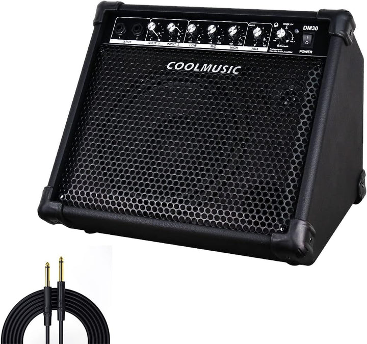 Coolmusic DM30 AMP 30 Watt Elektronischer Schlagzeugverstärker Keyboard-Verstärker mit Aux In und Bl