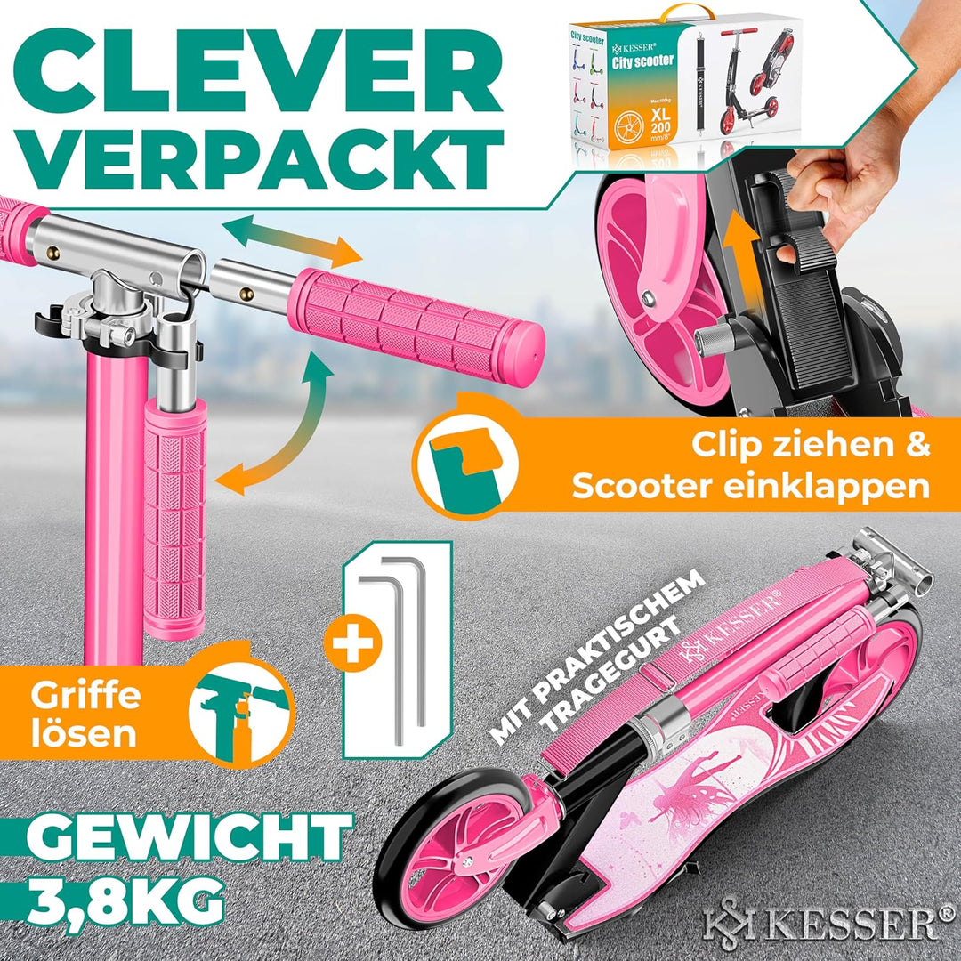 KESSER® Scooter Roller Kinderroller Cityroller Tretroller Kickroller klappbar höhenverstellbar, Kick