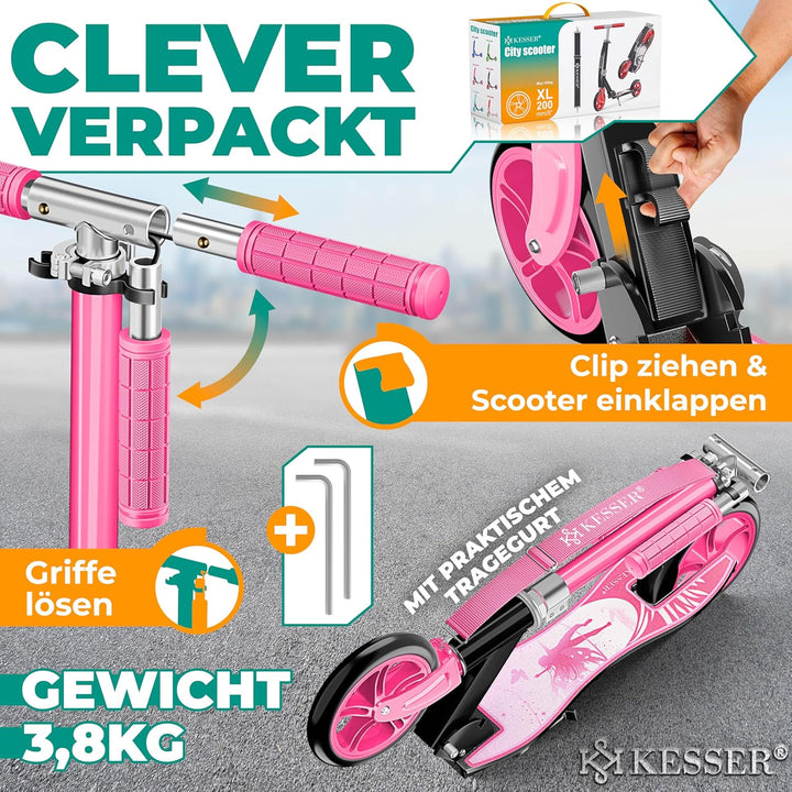 KESSER® Scooter Roller Kinderroller Cityroller Tretroller Kickroller klappbar höhenverstellbar, Kick