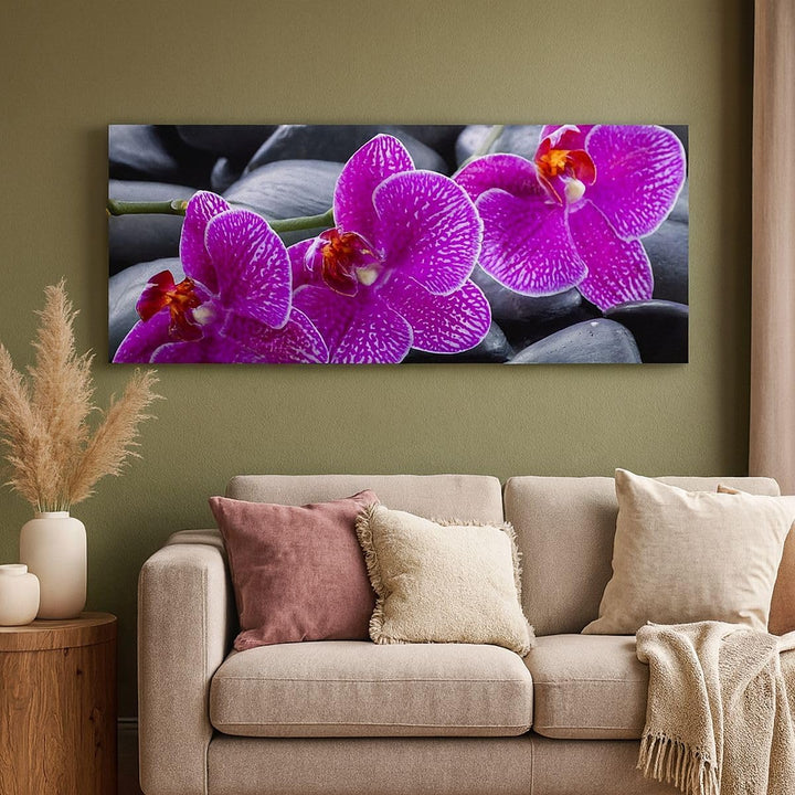 Wandbilder Dekoration Wohnzimmer Blumen Steine Violett Aromatherapie Bilder auf Leinwand 120x50cm Le
