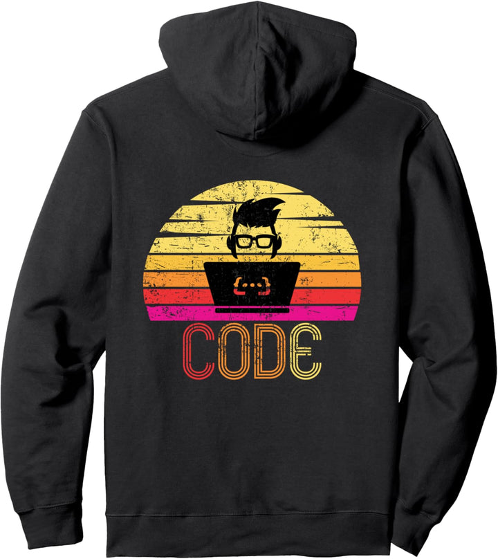 Vintage Retro Code Design - Coding Programmer Gift Pullover Hoodie