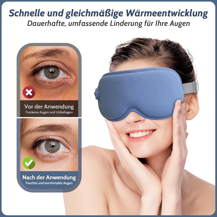 Wiederaufladbare Kabellose 3D Augenwärme Schlafmaske, Lichtundurchlässig Augenmaske mit Einstellbare