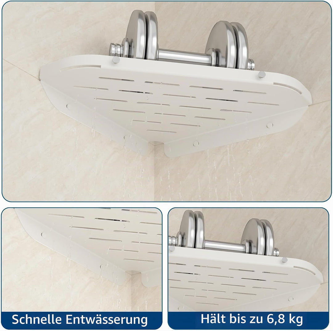 Neodrain Duschablage Ecke Edelstahl ohne Bohren Weiss Eckregal Duschkorb mit Haken für Badezimmer Sh