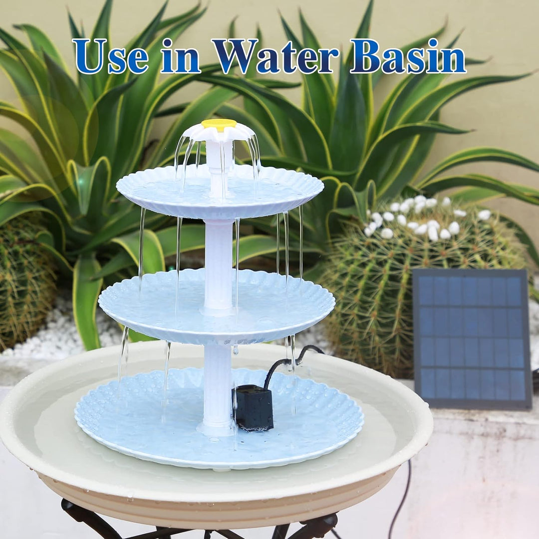 AISITIN DIY Deko Brunnen,Vogeltränke Sets mit 3,5W Solar Springbrunnen, 3 stufige Vogelfütterer für