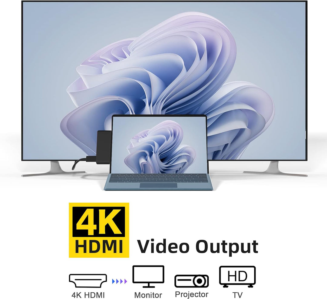 Surface Pro 9 Docking Station, Surface Pro 9 Hub Adapter mit 100 Mbps LAN, 4K HDMI, 100W USB-C (Disp