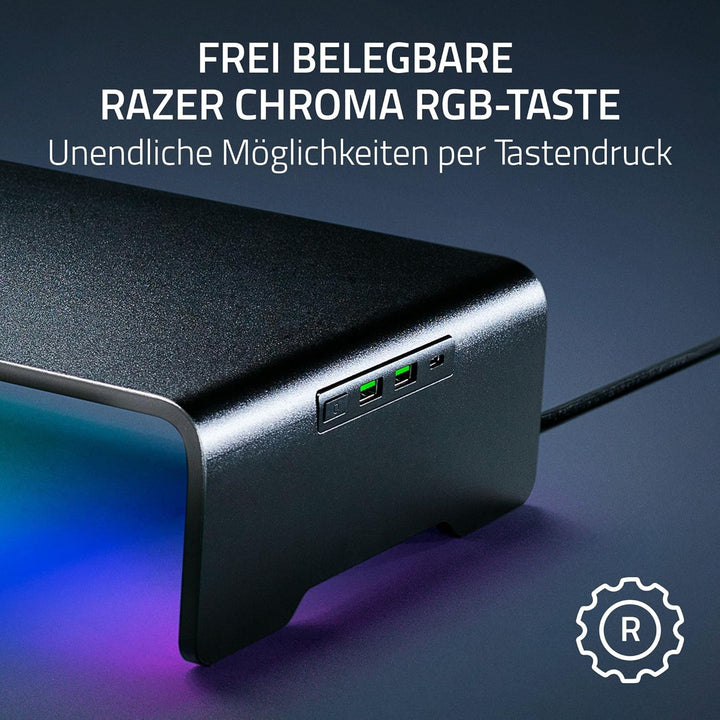 Razer Monitor Stand Chroma - Aluminium Monitor Ständer mit 4-fach-USB-C Hub mit Chroma RGB (50cm x 2