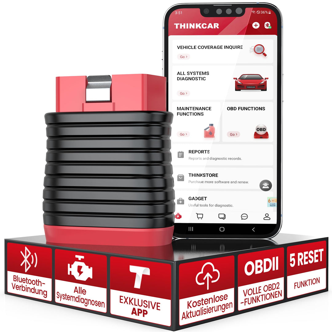 OBD2 Bluetooth Adapter, THINKCAR THINKDIAG BD6 OBD2 Diagnosegerät Mit Alle Systemdiagnosen + 5 Reset
