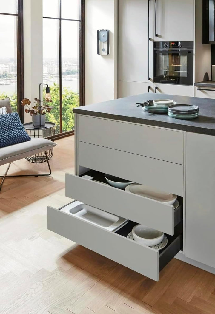 AMIX ELITE BOX Schubladensystem mit Vollauszug &amp; Soft-Close – Slim Drawer mit Glas-Seiten – Höhe 167