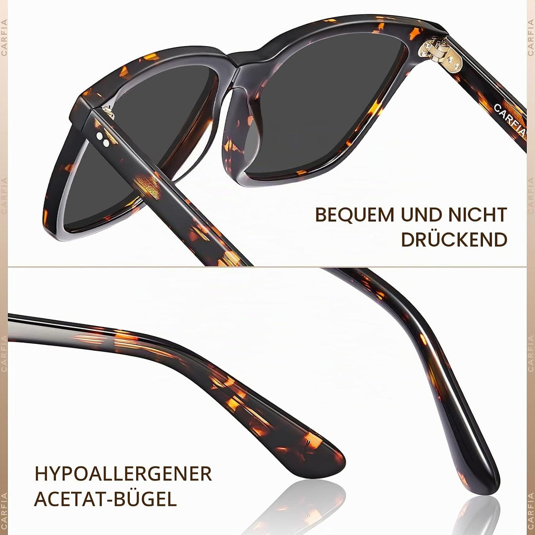 CARFIA Polarisierte Herren Sonnenbrille mit Rechteckig Acetatrahmen, 100% UV-Schutz Sportliche Sonne