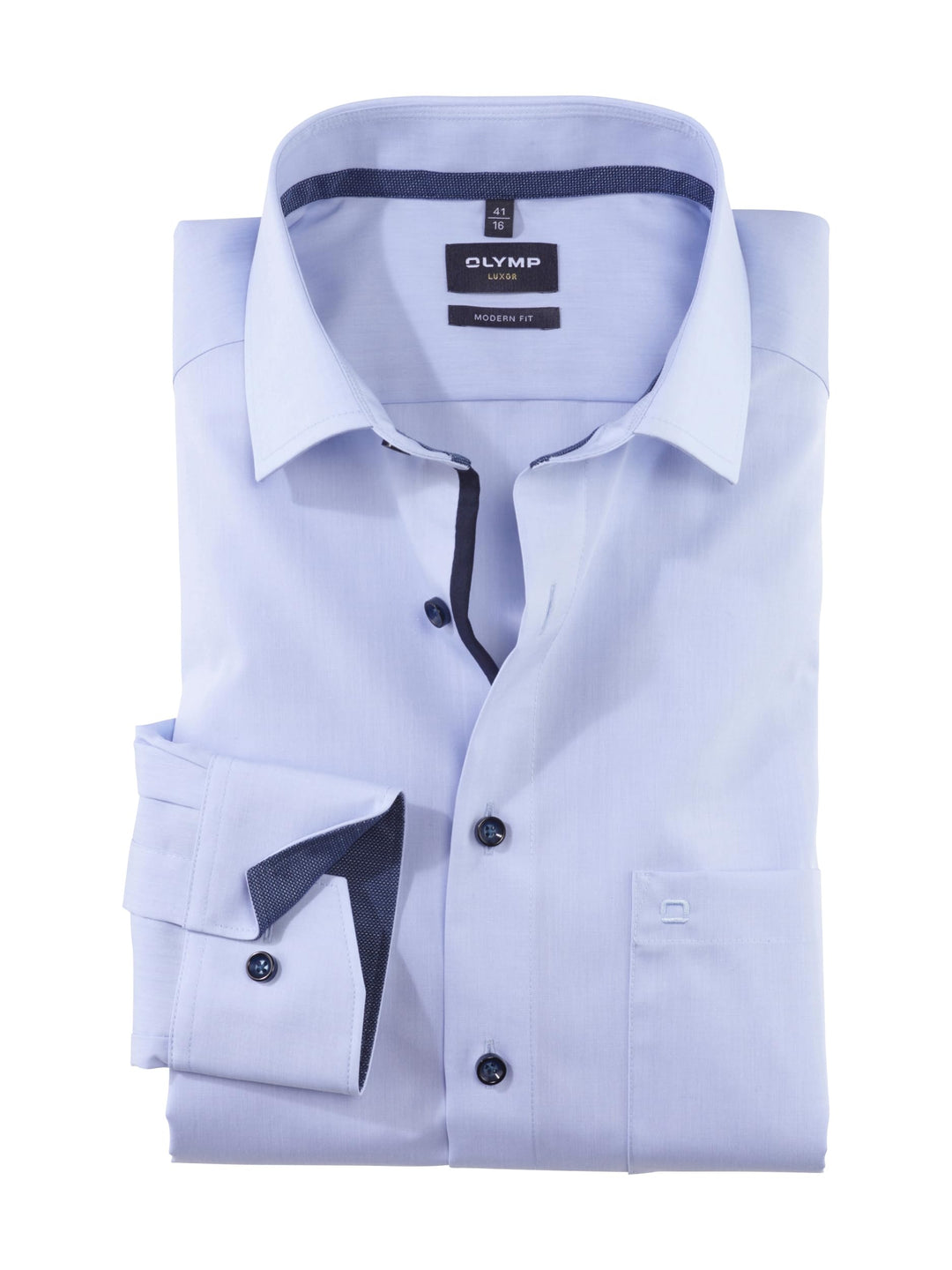 OLYMP Herren Businesshemd Langarm Luxor,Einfarbig,modern fit,Global Kent 48 Grosse Grössen Bleu 11,