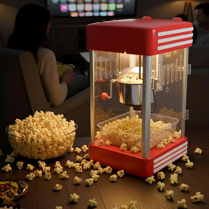 LIFEZEAL Popcornmaschine 300 W, Retro-Popcornmaker mit Innenbeleuchtung & Zubehör, Popcorngeräte mit
