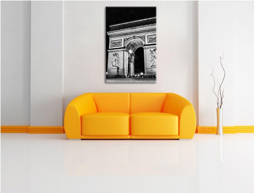 Pixxprint Dark Triumphbogen bei Nacht / 100x70cm Leinwandbild bespannt auf Holzrahmen/Wandbild Kunst