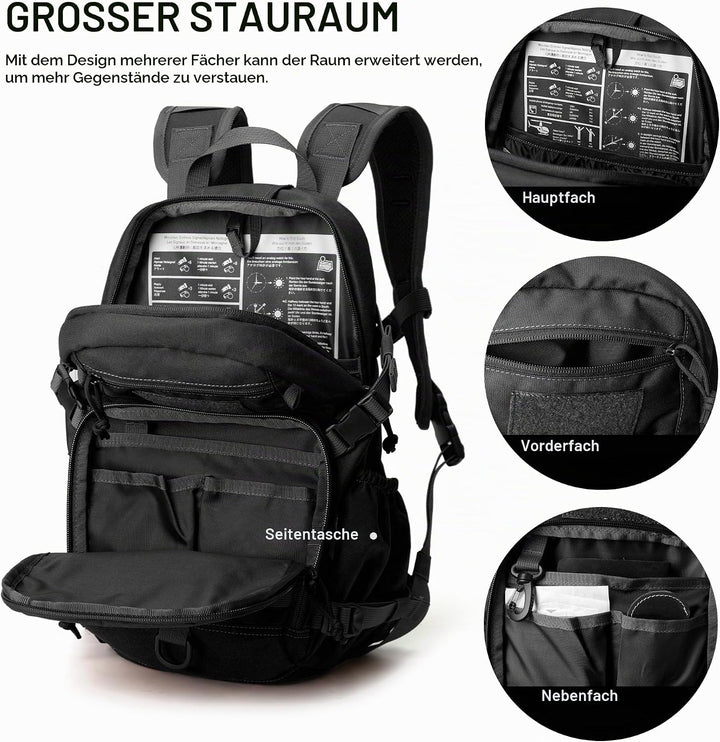 Mardingtop 15L Rucksack Herren Fahrradrucksack mit Helmnetz Wanderrucksack Klein Militär Backpack mi