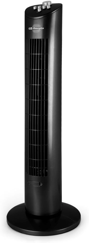 Orbegozo TW 0800 - Turmventilator mit Timer, Fach für Essenzen, drei Stufen, Drehbewegung, 60 W, Sch