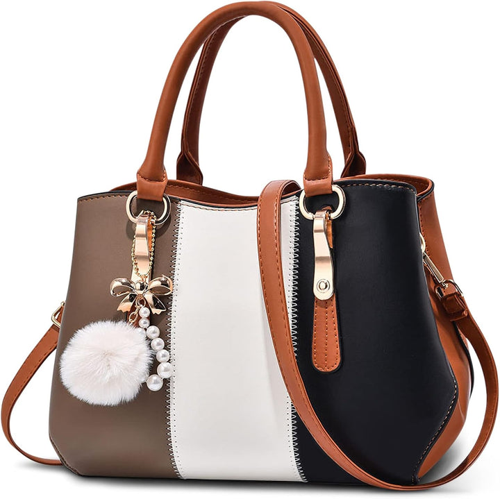 DORRISO Damen Handtasche Mode Pompons Anhänger Umhängetasche Elegantes Casual Reise Handtasche Fraue