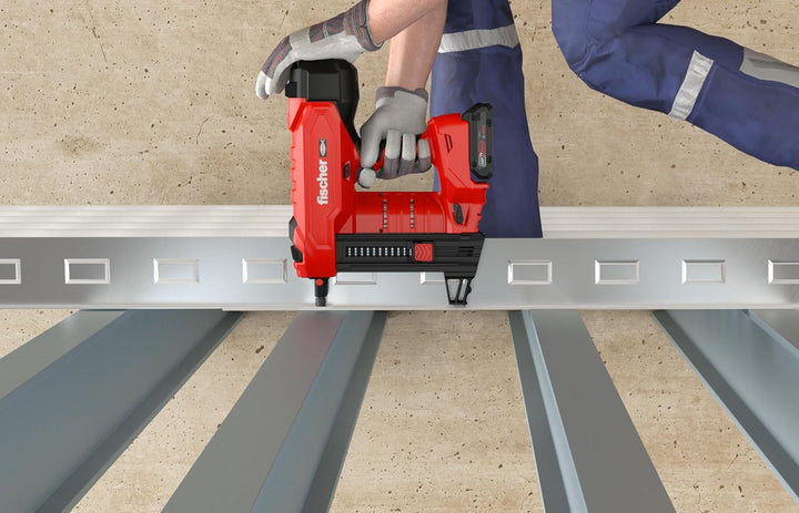 fischer Akku-Beton-Nagler FXC 85 Set, gasfreies Setzgerät, AMPShare Alliance, mit Tiefeneinstellung,