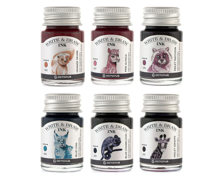 Octopus Fluids Write and Draw Ink Set HORIZON, wasserfeste Tinte zum Schreiben und Zeichnen, Kalligr