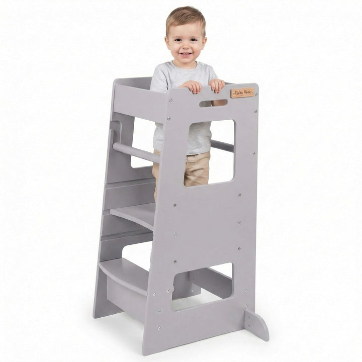 KiddyMoon Lernturm Für Kinder Ab 1 Jahr, Anti Kipp Schutz, Höhenverstellbar (3-Stufiger), Montessori