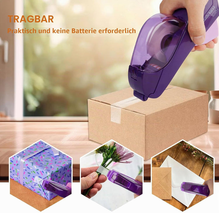 Automatischer Klebebandabroller - Handheld Automatic Tape Dispenser für Geschenke und Pakete Lila, L