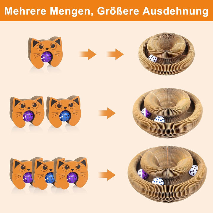 Kratzbrett Katze, 2-in-1 Cat Kratzbrett mit Glöckchen, Magische Orgel Cat Scratching Board, Zusammen