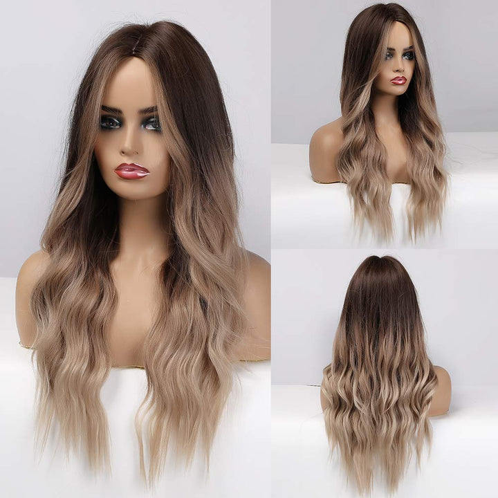 HAIRCUBE omber braune Perücke Mittelscheitel Lange lockige Frauenperücken 24-Zoll-Perücken für Fraue